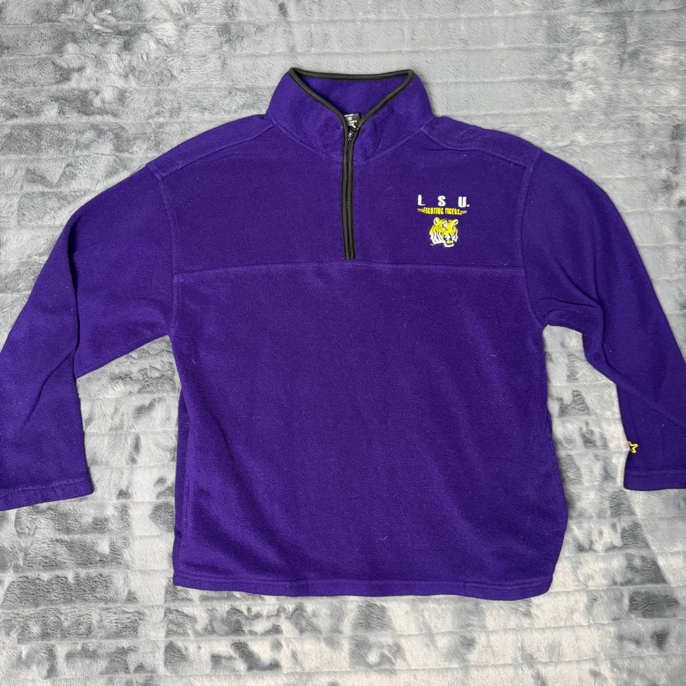 Starter LSU Fighting Tigers Purple Fleece Quarter Zip Pullover Youth XL 16/18